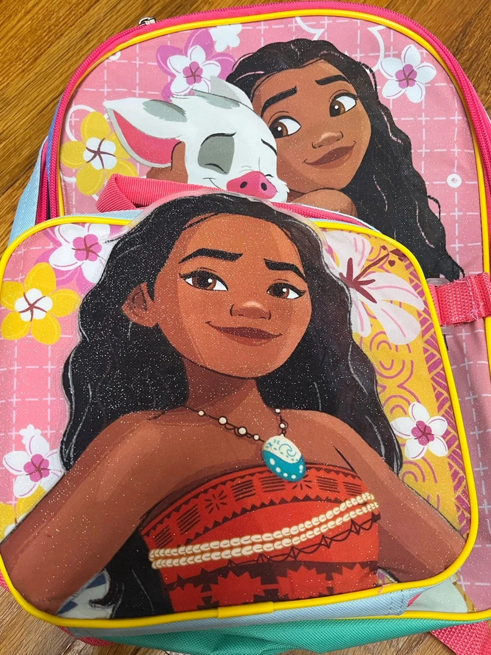 Disney Girls' Pink and Yellow Moana Character Backpack